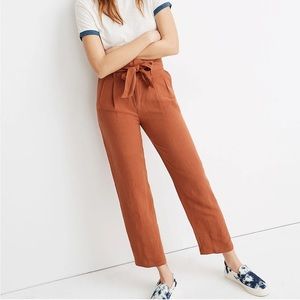 NWOT Madewell Linen-Blend Paper Bag Pants